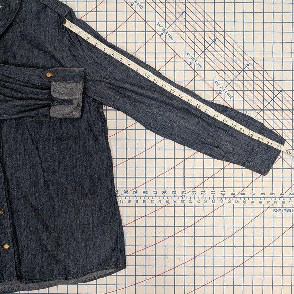 Jones New York Denim Shirt XL Dark Wash Casual Button-Up - Picture 6 of 8